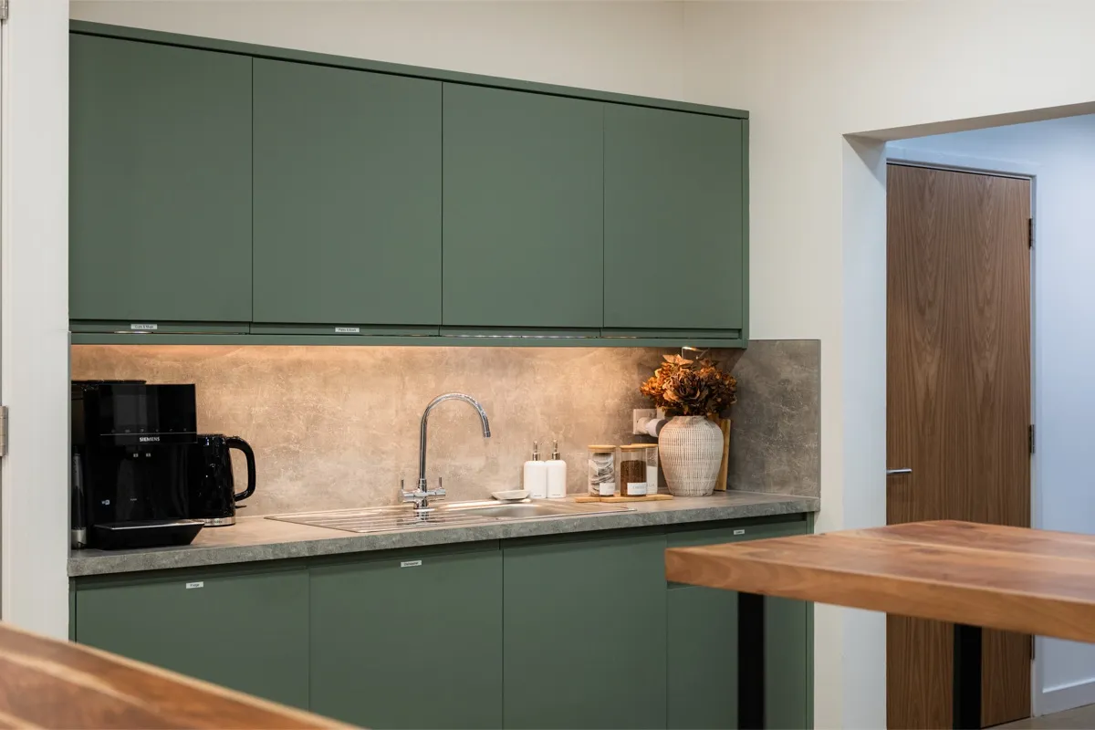 Fully stocked members' kitchen at Native Space, Peterborough