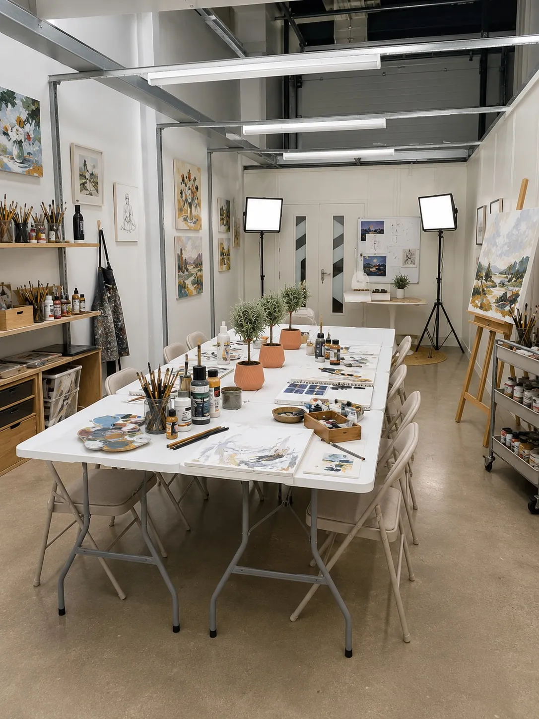 The Peterborough Art Studio space at Native Space - bright, dedicated room set up for drawing and painting